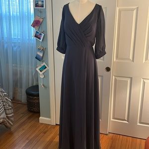 A line floor length dress 3/4 sleeve